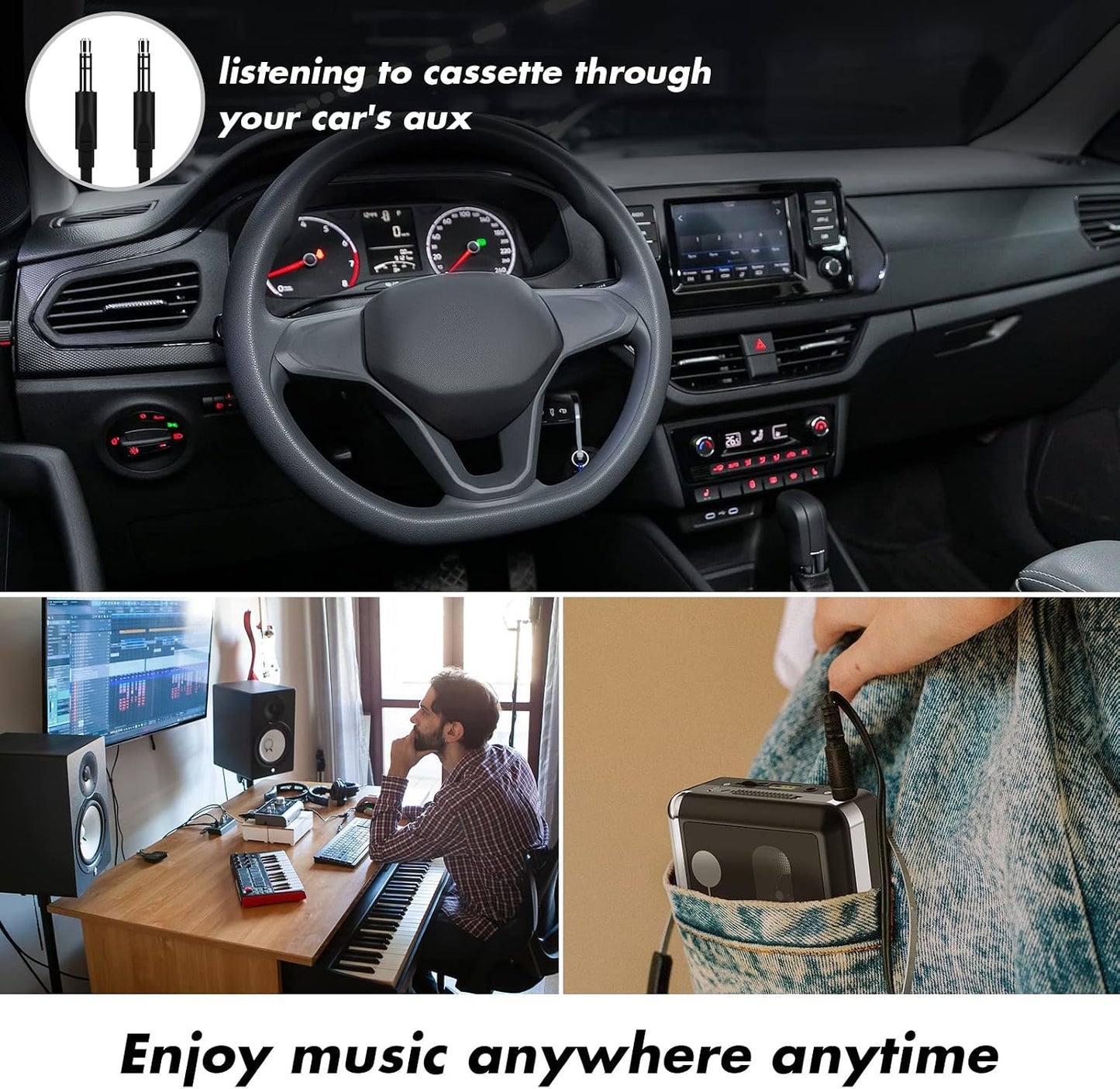 Cassette Cassette MP3 Cassette Portable Player, USB to Converter, Audio Music to Digital Converter with Headphones, No