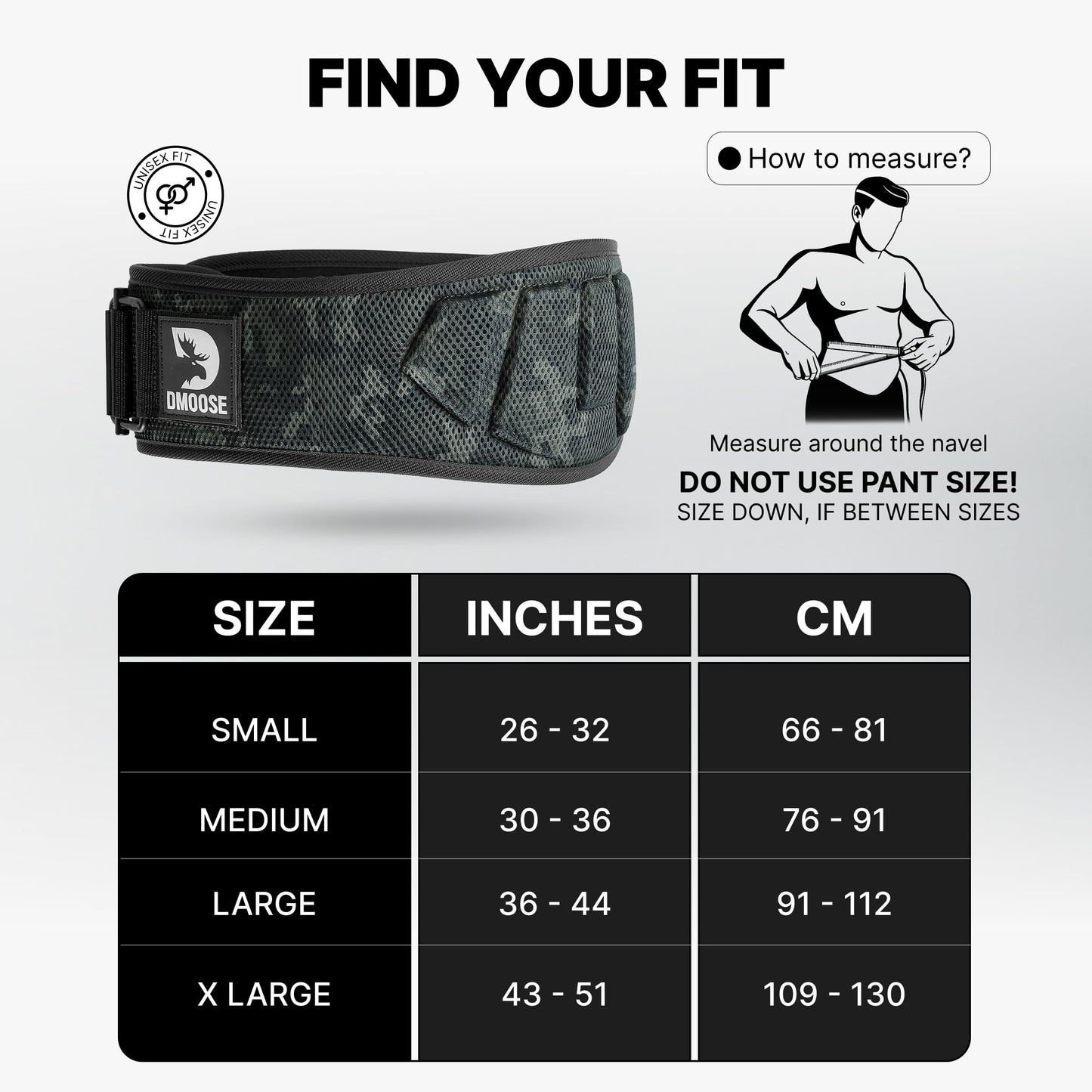 DMoose Fitness Weight Lifting Belt for Squats, Deadlift & Intense Workout - 6" Adjustable Fit Auto Lock Weightlifting Belt for Men & Women - Neoprene Gym Belts for Stability (Black Camo 2.0)