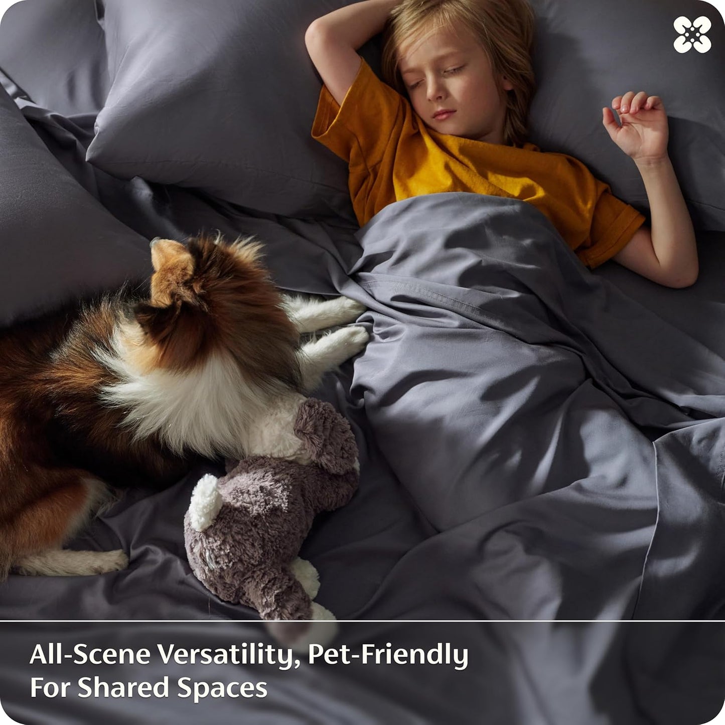 Bedsure Queen Sheet Set - Cooling Bamboo Rayon Sheets | Breathable & Soft | Deep Pocket Up to 16" | Dark Grey