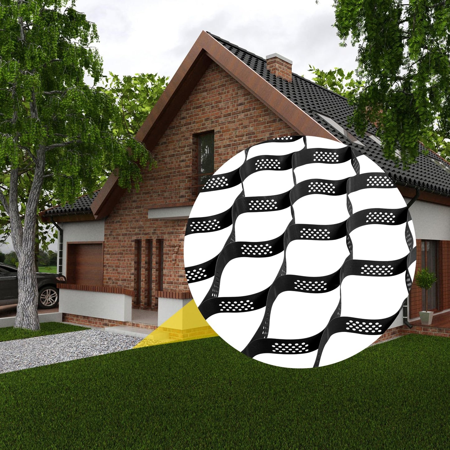 VEVOR Ground Grid 25 ft x 9.5 ft, 1885 lbs per Sq Ft Load Geo Grid, 3" Depth Permeable Stabilization System for DIY Patio, Walkway, Shed Base, Light Vehicle Driveway, Parking Lot, Grass, and Gravel