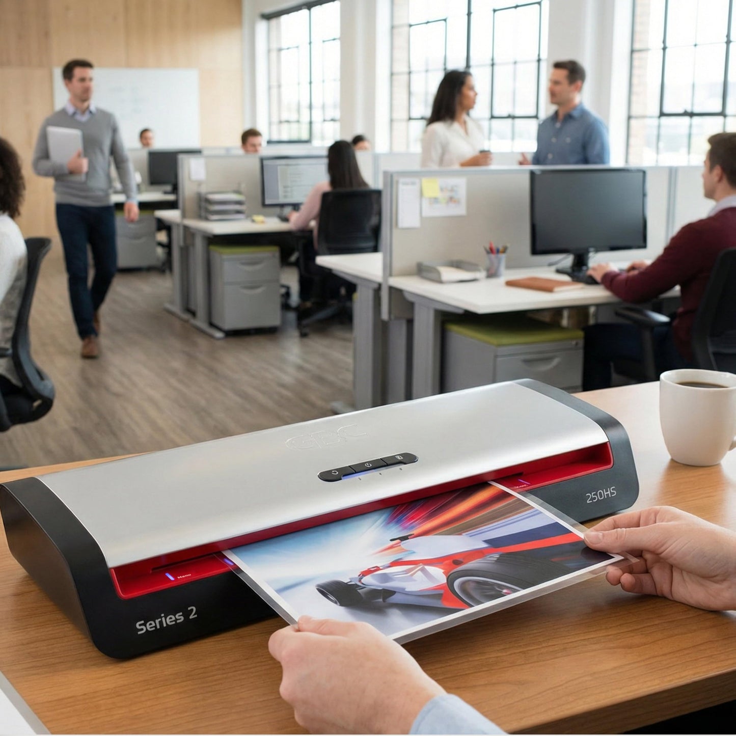 GBC Laminator Machine, Smart Entry LED Guides, Jam Release, Wide 13" Input, Includes Laminating Sheets (250HS)