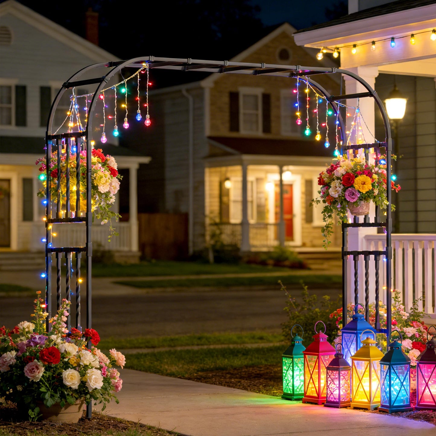 141 x98.4 in Square Tube Garden Arbor Trellis,Unique Design Extra Large Wide Metal Arch for Climbing Plants Outdoor,Wedding Arch Backdrop Stand for Garden Ceremony Party