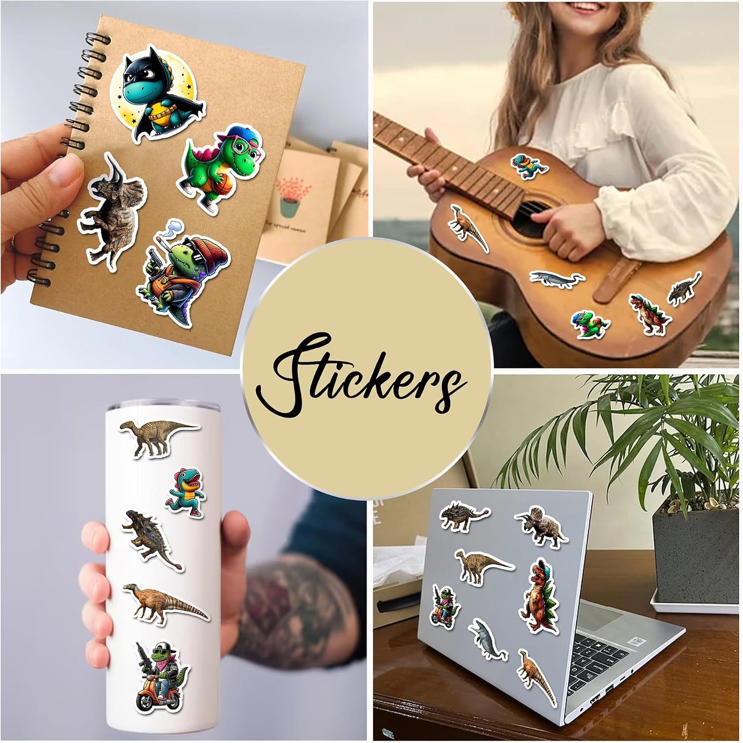 WESILY Pack 50 PCS Dinosaur Stickers Cute Kawaii Animal Vinyl Decals Waterproof Decor Party Favors Water Bottle Luggage