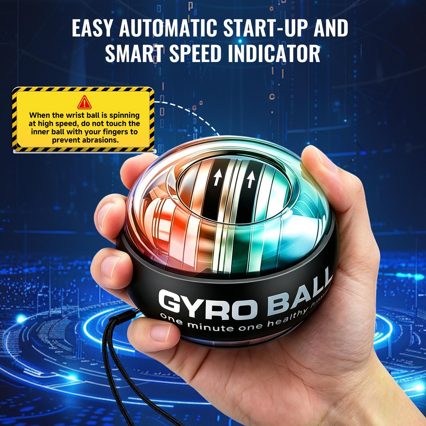Wrist Trainer Ball&Torque Ball Hand Exerciser, with LED Light and Counter .Auto-Start Gyroscopic Gyro Ball for Grip Trainer, Wrist Strengthener for Men Women Athletes, Office Workers Gamers Athletes