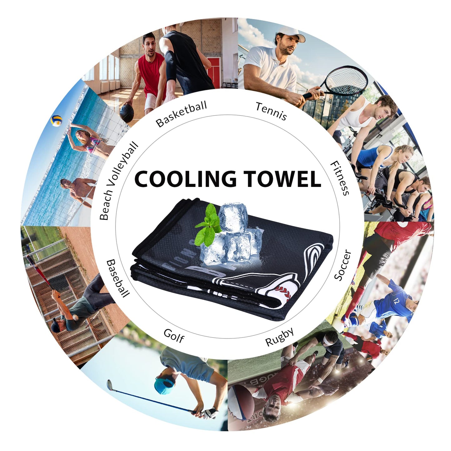 Sukeen Cooling Towels(40"x 12"), Cool Towels for Neck, Baseball Sport Sweat Rag for Gym, Cooling Towel for Yoga, Golf, Camping, Running, Workout & More Activities