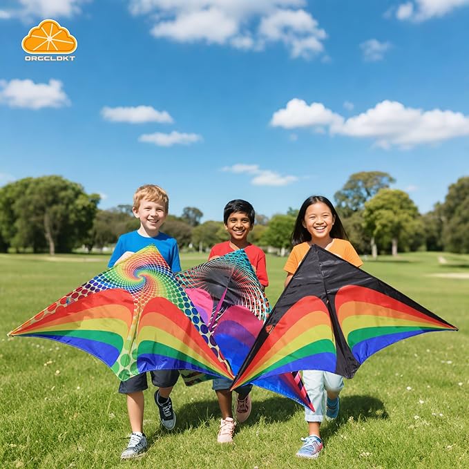 ORGCLDKT-Rainbow Cruiser Delta Kite, Kites for Kids Ages 8-12,4-8,Boys,Girls,Kites for Adults,Beach,Beginners,Giant.1Pc or 3Pcs Pack. Easy to Fly.
