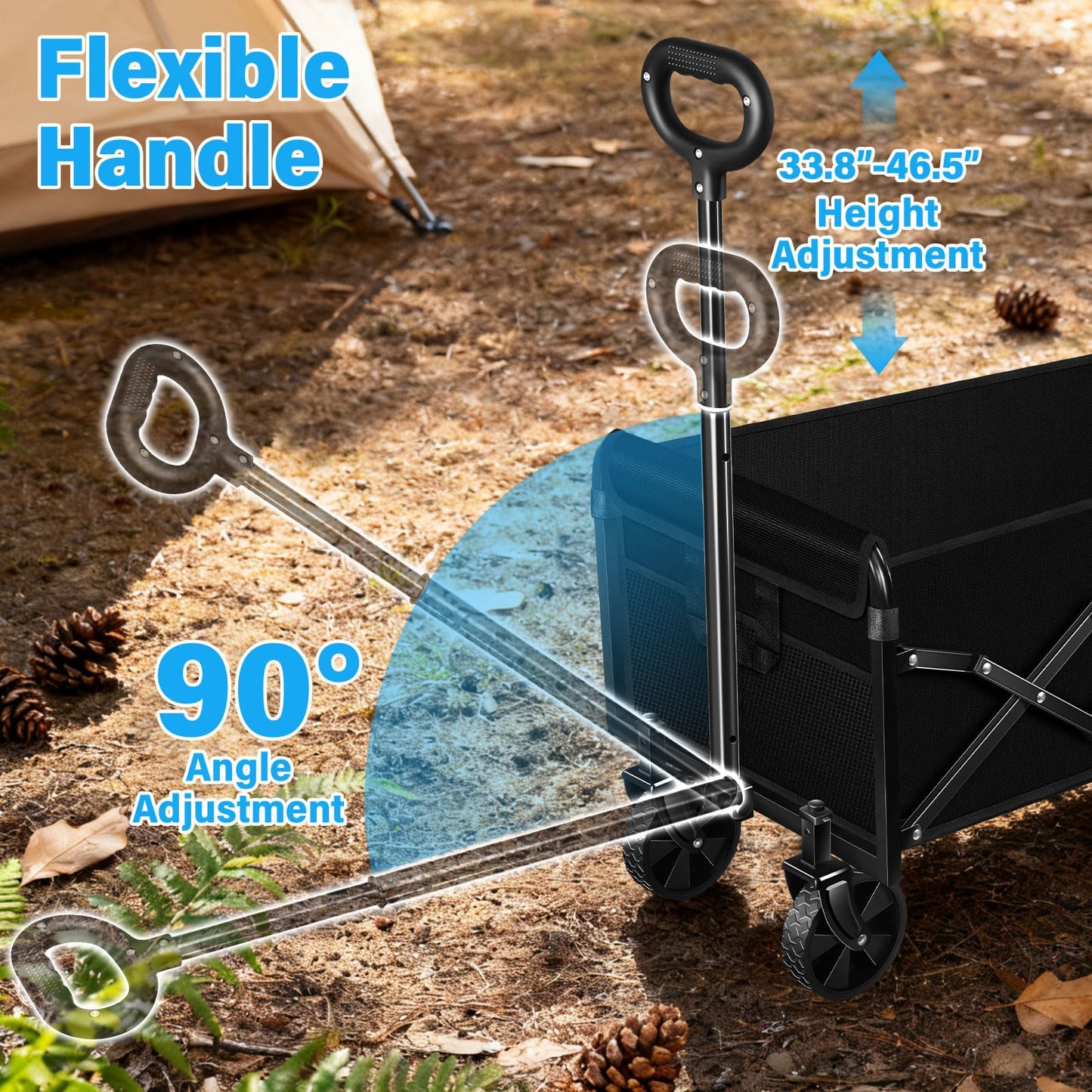 Wagons Carts Foldable, Collapsible Wagon with Wheels, 360LBS Folding Grocery Wagon Cart for Grocery, Camping, Shopping, Garden, Sports