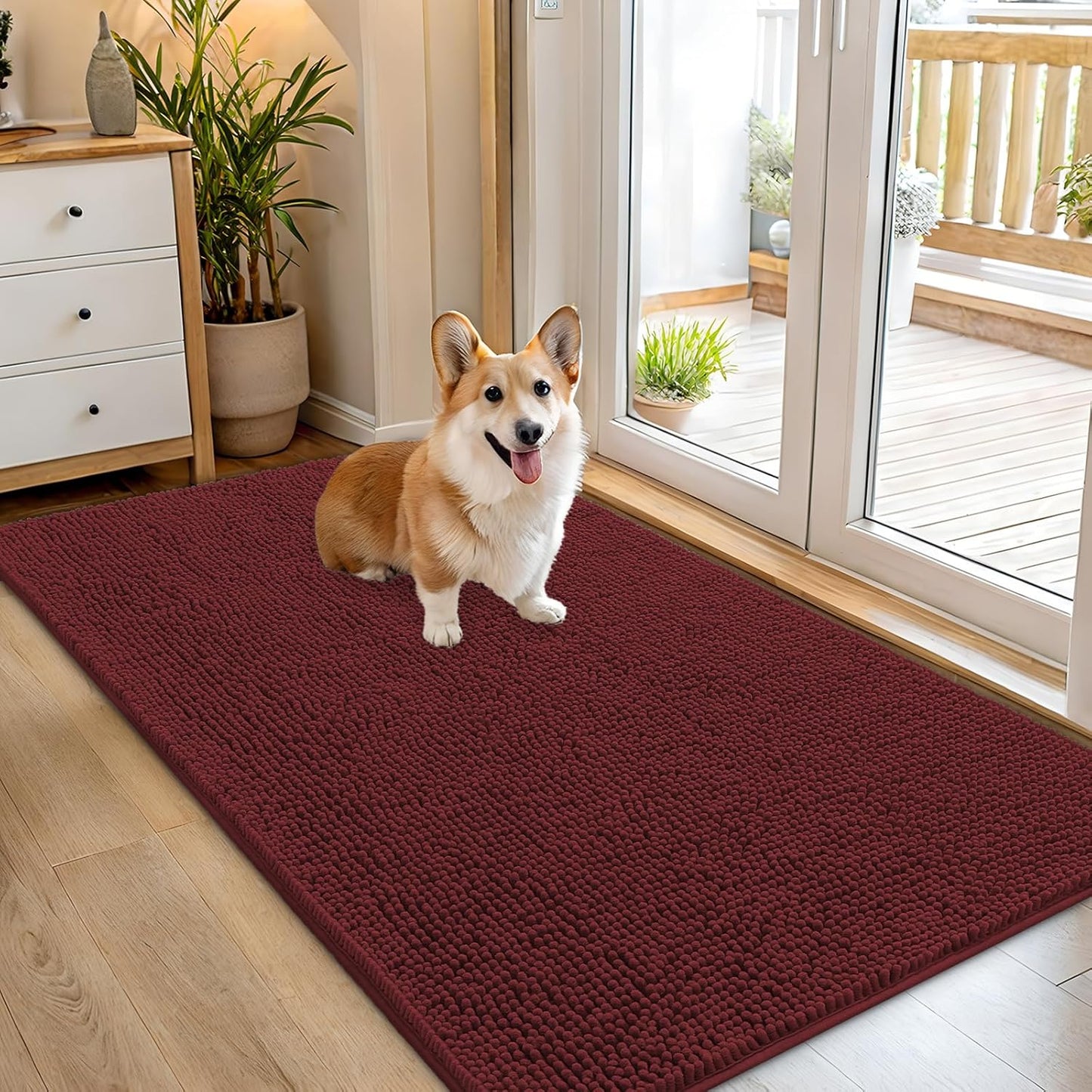 OLANLY Dog Door Mat - Absorbent Non-Slip Washable Doormat for Muddy Paws | 54x32, Caramel Russet