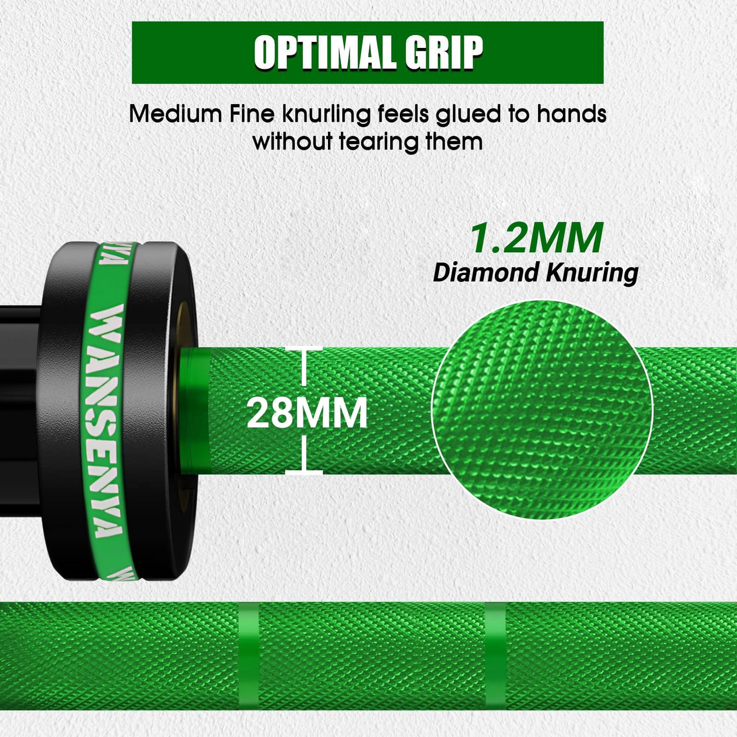 WANSENYA 7FT Olympic Barbell 45lb,28MM 2 Inch Olympic Bar for 700lbs Capacity with No. 45 Steel,Olympic Weight Bars for Lifting,CrossFit,Bench Press,Deadlift,Squats,Strength Training bars,Dark Green
