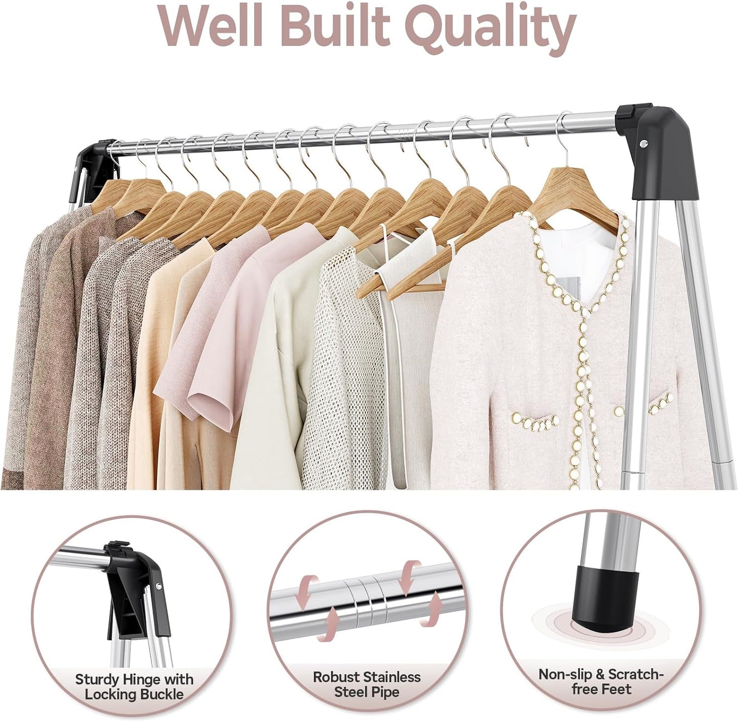 TOOLF Clothes Drying Rack - Foldable Stainless Steel Design | Portable Indoor/Outdoor Use, Large Capacity