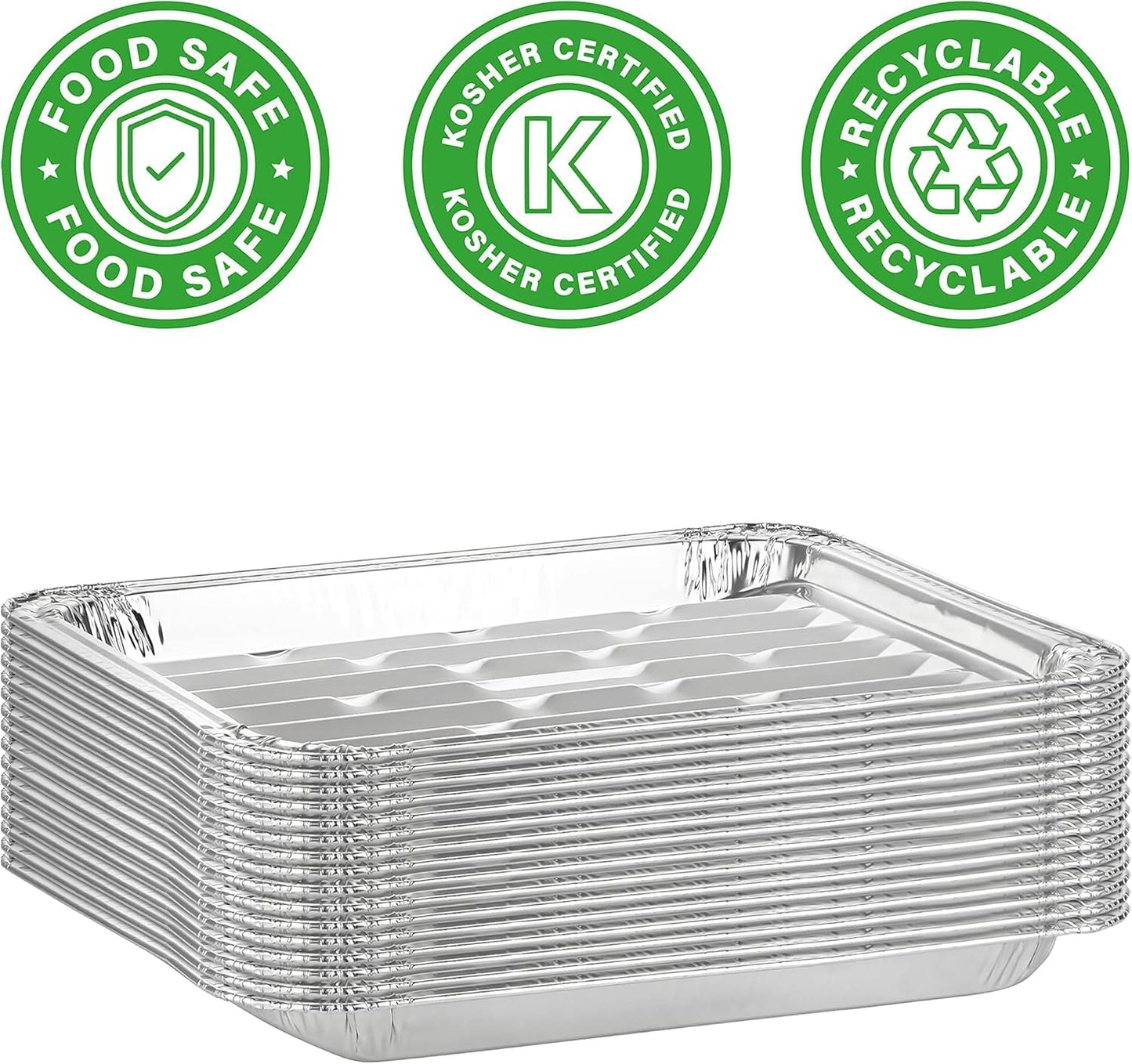 Party Bargains Aluminum Broiler Pans - Heavy-Duty 12 Pack for BBQ & Catering | Ribbed Bottom for Even Heat