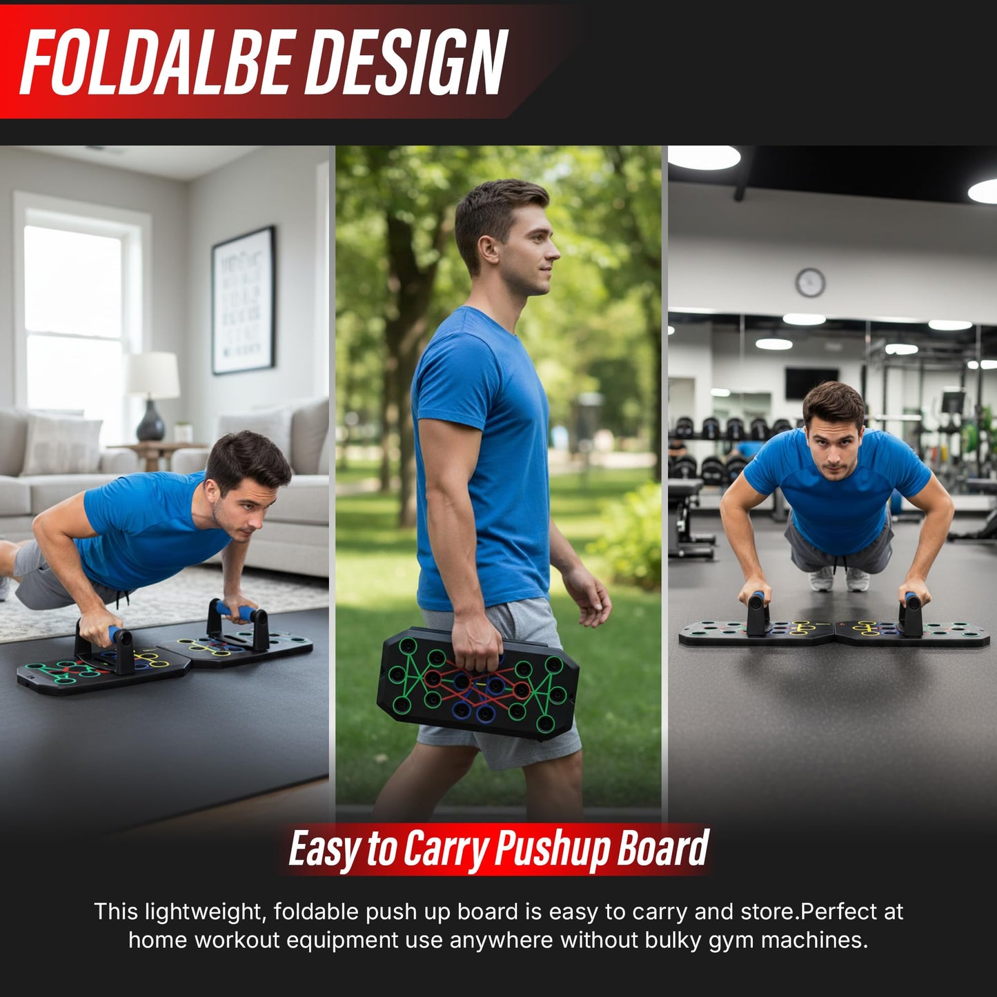 JEHAN MALL Push Up Board Fitness, Portable Foldable 20 in 1 Push Up Bar at Home Gym, Multifunctional Push Up Exercise with Ergonomic Handle, Professional Strength Training Equipment For Man and Women