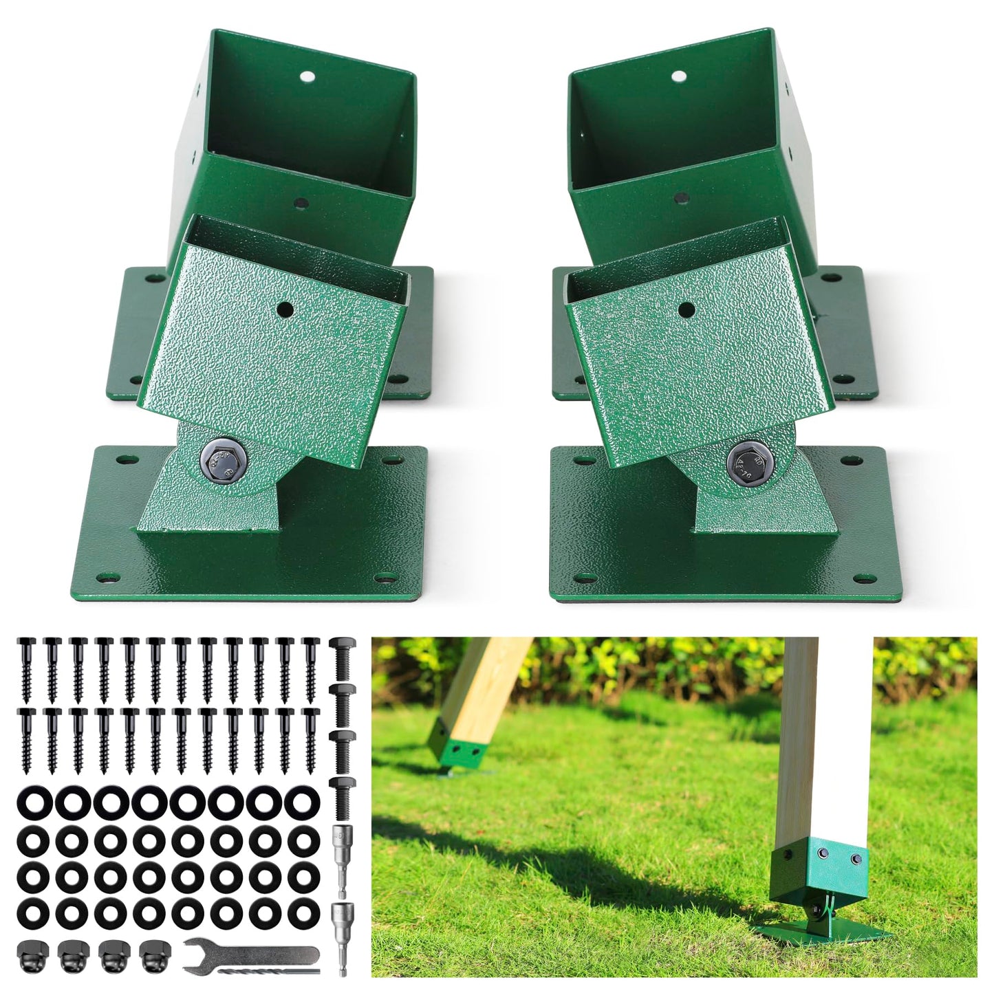 Swing Brackets Heavy Duty Swing Leveling Base Brackt 45°-60° Angle Range Swing Set Brackets Stainless Steel Swing Anchor Leveling Kit Bracket Level on Uneven Ground fits Grass Gravel and Hard Ground