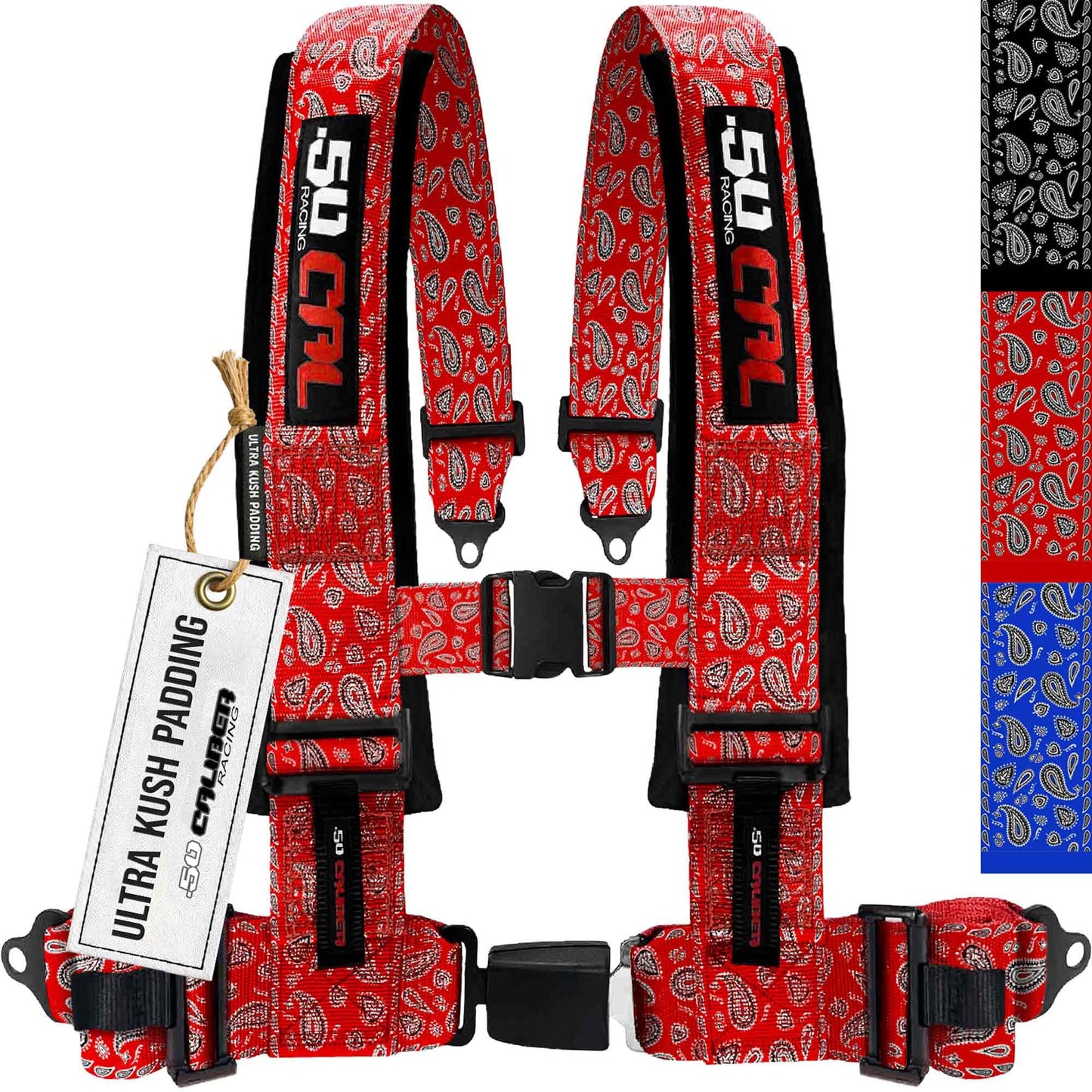 1pc Bandana Red 4 Point Harness for Bucket Seat, Quick Release, 7 Style Harnesses Racing Harness 4 point Race Car UTV RZR SXS [6078]