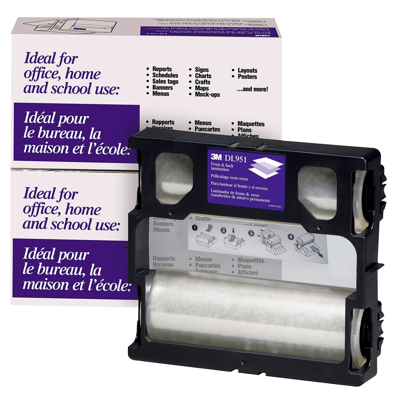 Scotch Brand 3M Dual Laminate Refill-Cartridge DL951, 8.5 Inches x 100 Feet (DL951), Clear & Front and Back Lamination Refill Cartridge, Heat-Free, Can Accommodate Items up to 12" Wide (DL961)