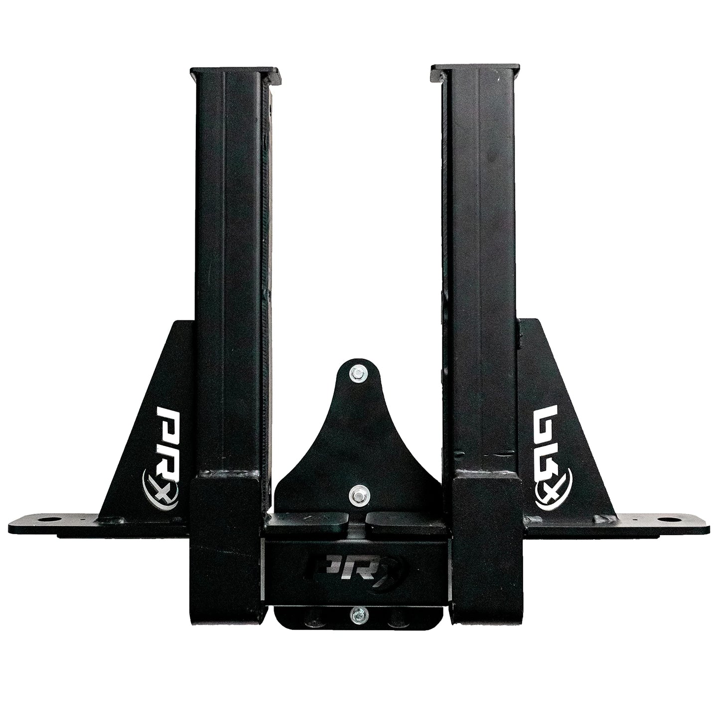 PRx Performance Wall Mounted Spotter Arm Storage - Fits 5/8" & 1" Holes - Steel Weight Catches for 2x3 & 3x3 Squat Rack - Space-Saving Home Garage Gym Equipment - Accessories for Men - USA Made- Black