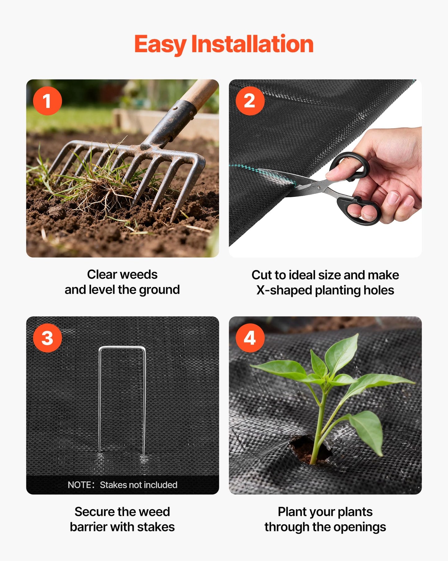 VEVOR Weed Barrier Fabric Heavy Duty, 13x115FT 3.5oz Landscape Fabric, Woven Weed Blocker Fabrics, Garden Fabrics Weeds Barrier, Weeds Control Ground Cover, Geotextile Webbing, Gardening Mat, Black