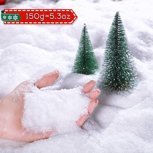 Kasyat Fake Snow Powder - 5.3oz Artificial Flake Decoration for Christmas Parties | White