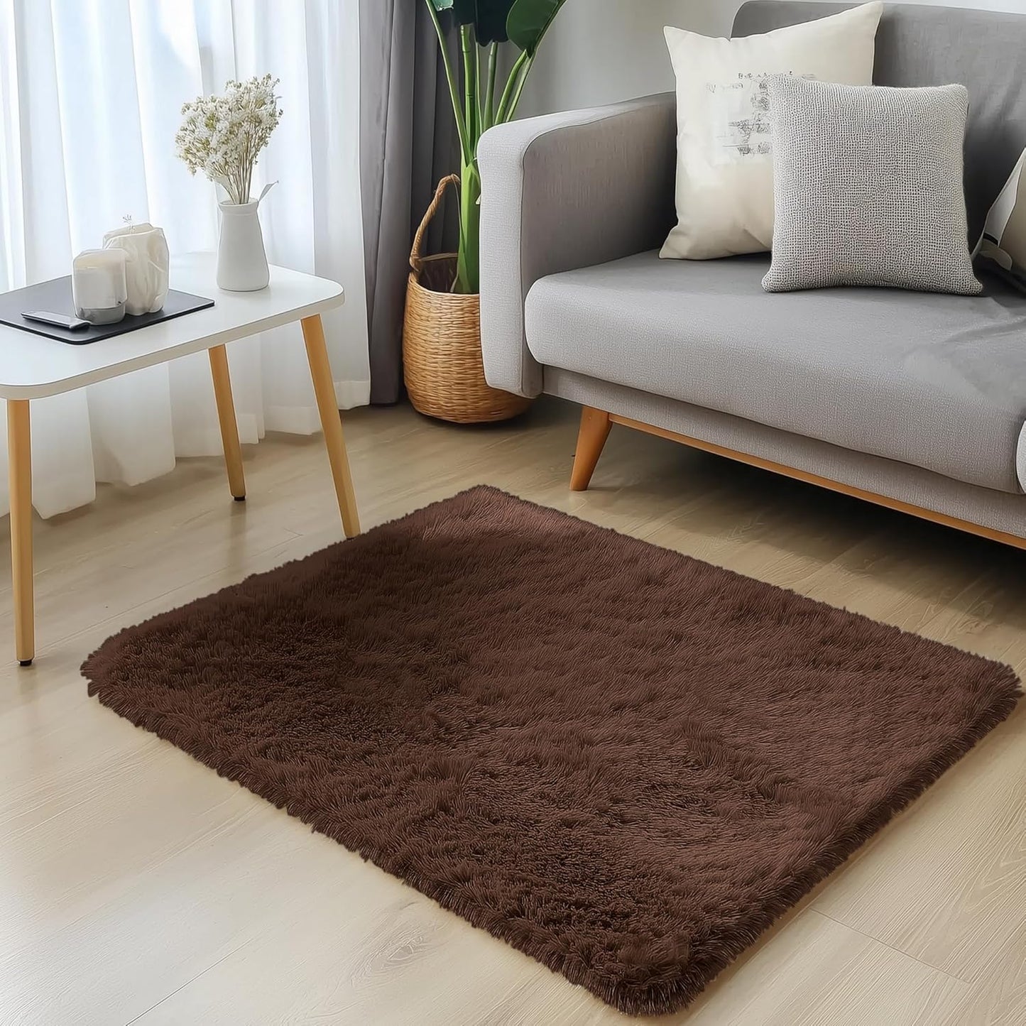 OLANLY Soft Fluffy Shaggy Small Rug - Machine Washable Indoor Carpet for Bedroom & Nursery | 2x2 ft