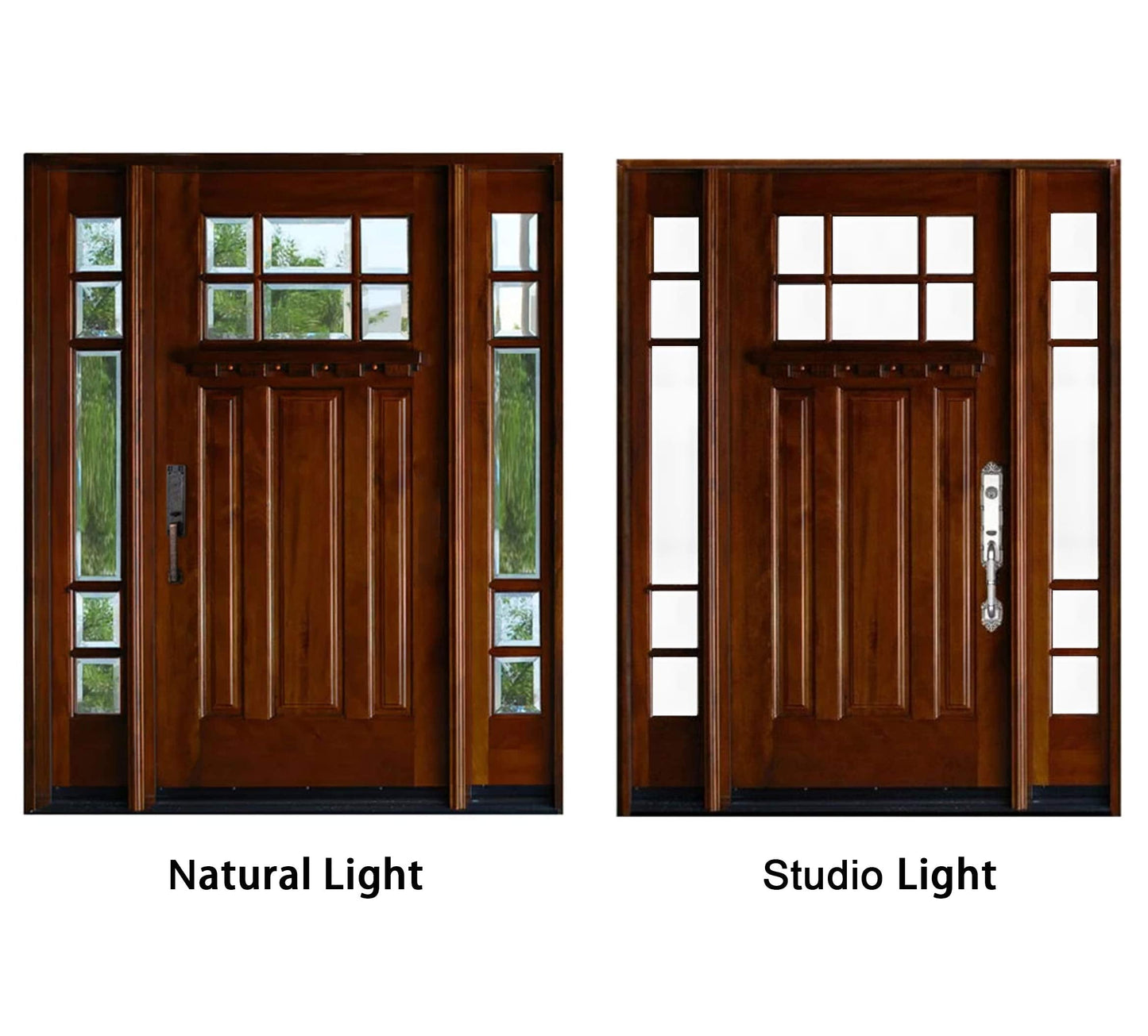 12" Sidelites and 36"X80" Mahogany Front Entry Door, 6 Lite Exterior Door Wood Outdoor, Prehung and Prefinish (12"X36"X12"X80", Dark Walnut Finish - Right Hand)