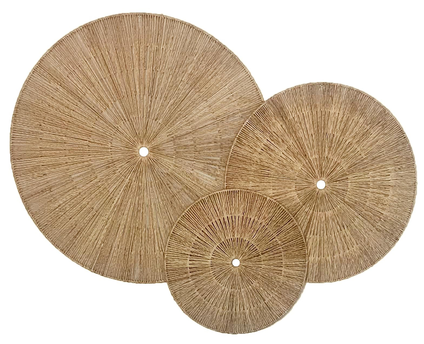 KOLWOVEN 29 Inch Wicker Wall Decor, Set of 3 Wall Basket Decor Diameter 29",23",18",Woven Wall Decor, Boho Above Bed for Bedroom, Living Room or Dining Room (Set 3)
