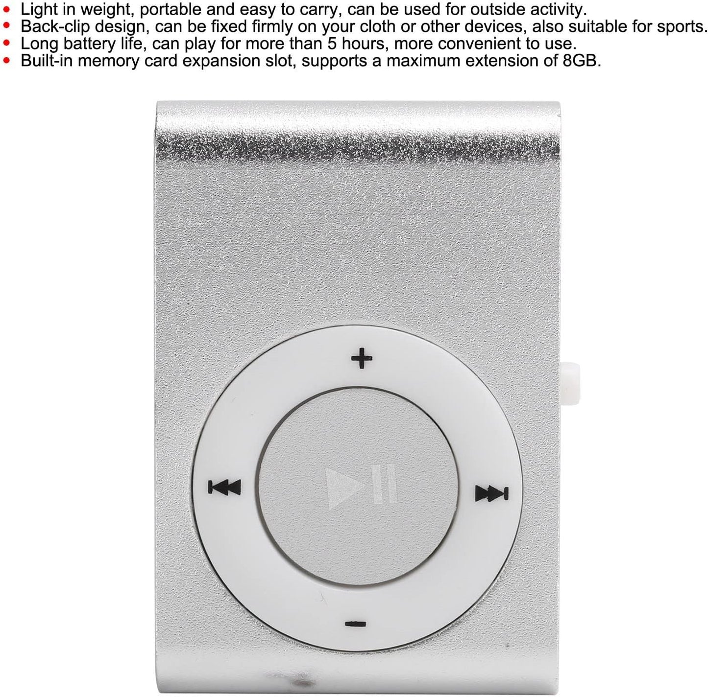 Zerone MP3 MiniMP3 Mini Player, Portable Player Aluminum Alloy Digital Media Player BackClip Player with Earphone