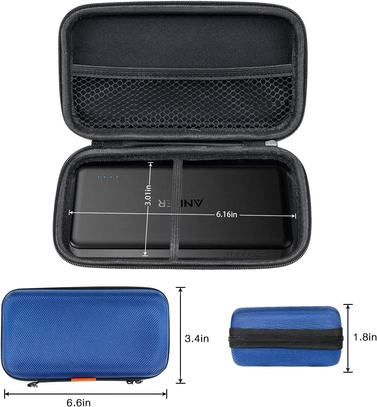 3 GLCON Colors Hard EVA Protective Case - Portable Storage for Charging Cable, Power Bank, Hard Drive, Cell Phone