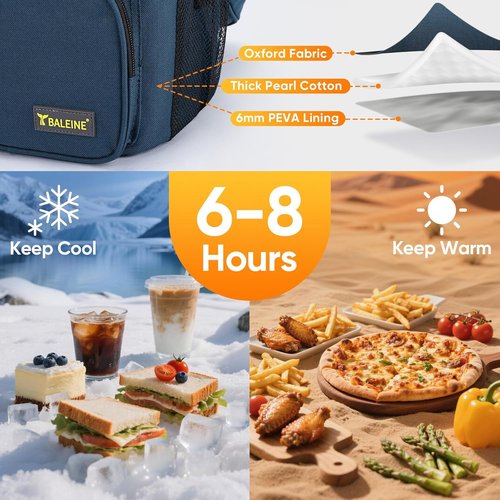 BALEINE Insulated Lunch Bag - Leakproof Cooler for Work & Picnic | 15 Can Capacity, Medium, Grey