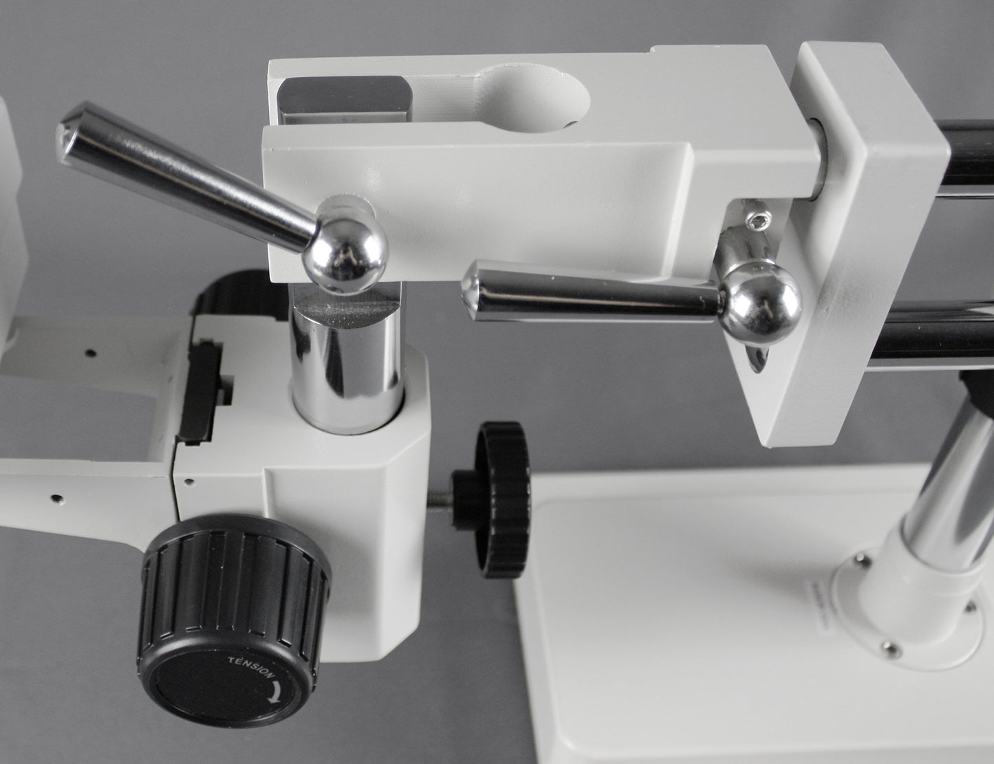 Vision Scientific VS-5EZ-IFR07 Binocular Zoom Stereo Microscope,10x WF Eyepiece,0.7X—4.5X Zoom, 3.5X—90x Magnification, 0.5X & 2X Auxiliary Lens,Double Arm Boom Stand,144-LED Four-Zone Ring Light