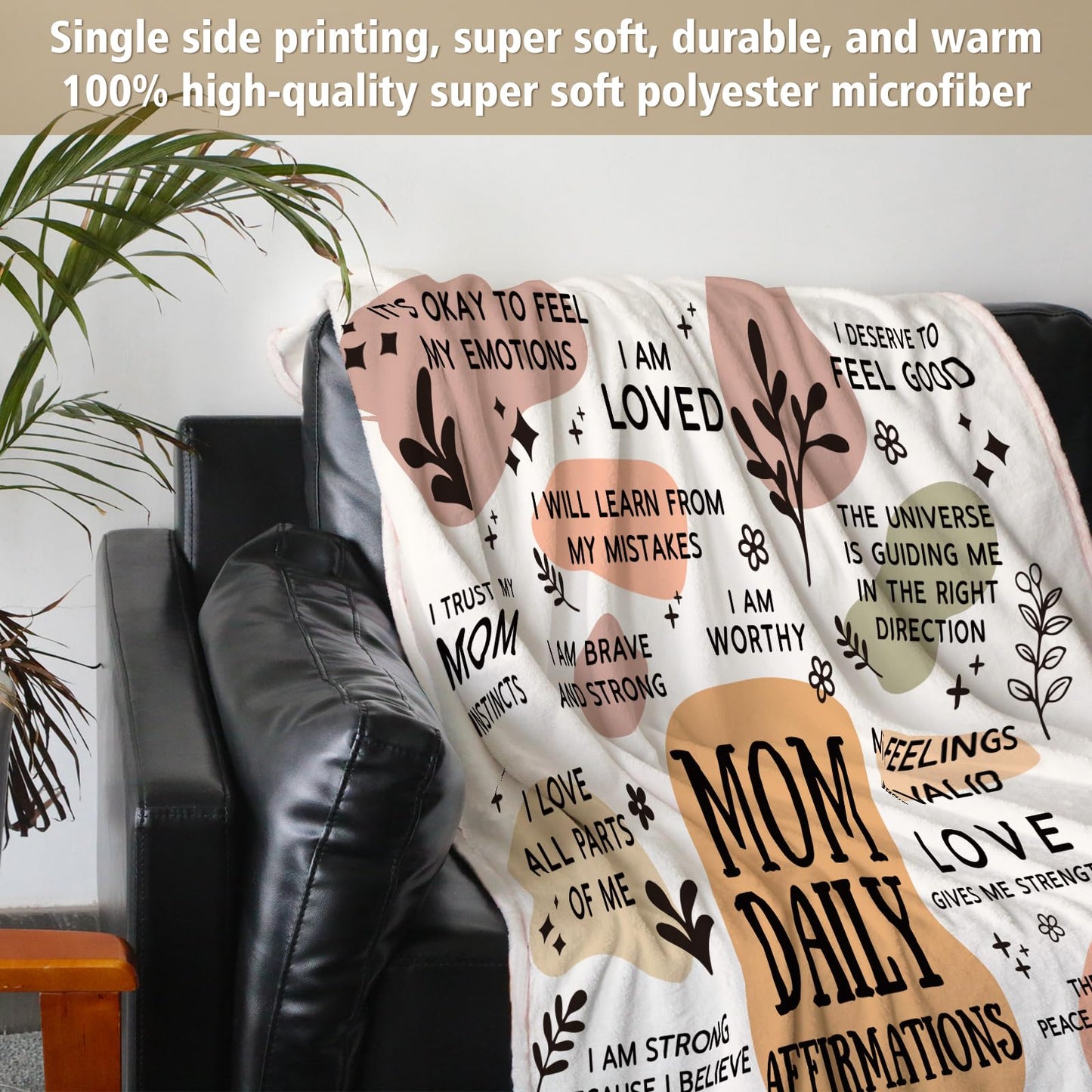 BaubleDazz New Mom Gifts Blanket, Mama Daily Affirmations, Postpartum Pregnancy Gift for First Time Moms, Mommy to Be, Mama, New Mom Essentials, Christmas Birthday Gifts for Moms(50" x 60")