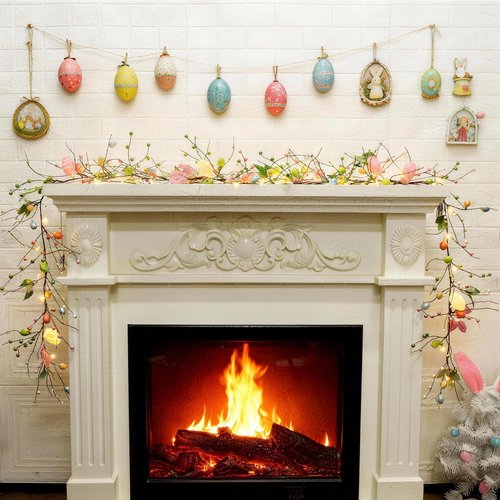 ATDAWN 6 FT Easter Egg Christmas Garland, 2 Pack Battery Operated Eggs Christmas Garland Lights for Easter Holiday Decoration, Spring Home Decoration