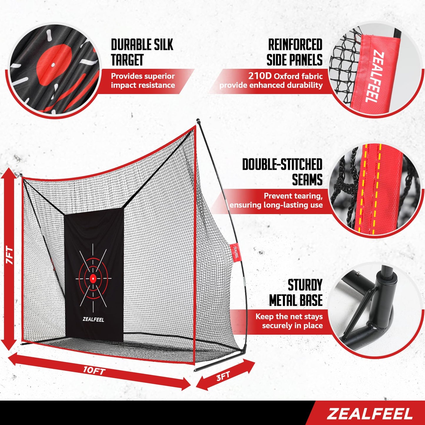 ZEALFEEL Golf Net, 10x7ft Practice Net with Chipping Net, Foldable Mat, Silk Target, 8 Tees, 6 Balls, Carry Bag, Golf Hiting Nets for Backyard Driving Chipping Indoor Outdoor Use