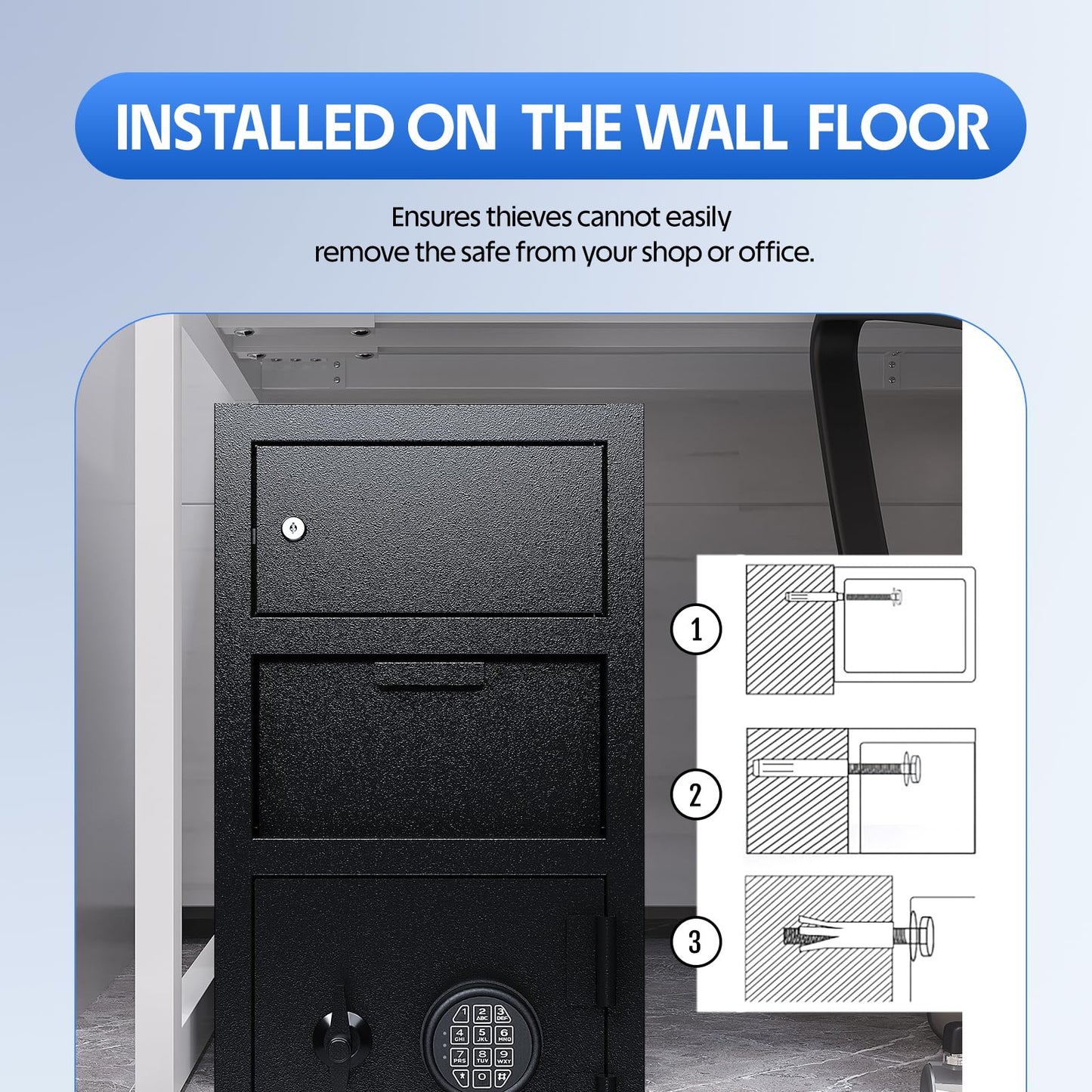 Drop Safe for Business Money Safes with Drop Slot 4.0 CUB Cash Depository Safes Box with Additional Locking Safe Anti-Fishing and Digital Combination for Home Office Hotel Restaurant Liquor Store