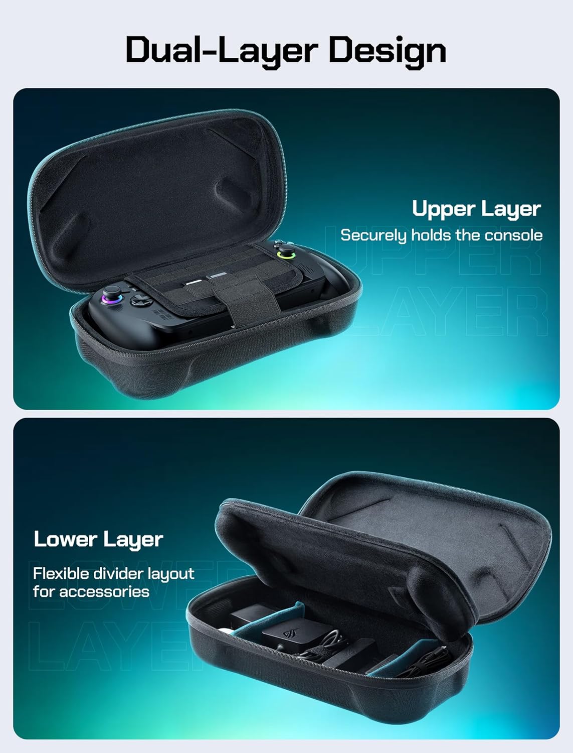 (2025) -BG0136 JSAUX Carrying Case for ROG Xbox Ally / ROG Xbox Ally X Double-Decker, Protective Hard Shell, Dual Layer