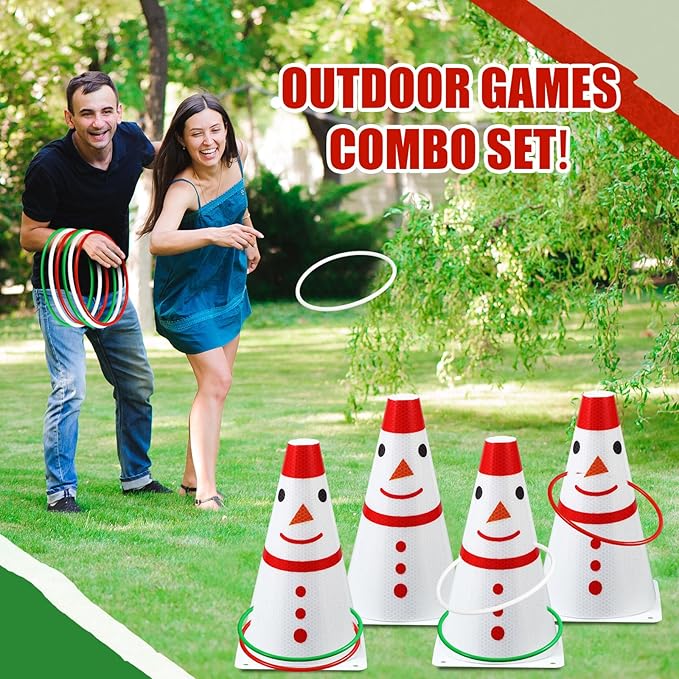 Leitee 6 Sets Candy Corn Ring Toss Game Plastic Cones Ring Toss Combo Set Mini Traffic Cones Toss Game for Sports Training Garden Backyard Outdoor Activities