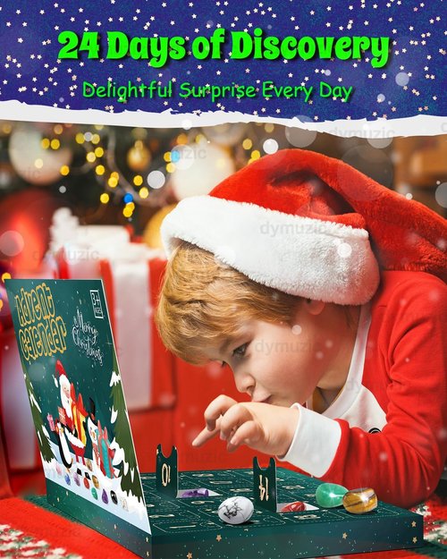 Crystal Advent Calendar 2025 - 24 Unique Crystals & Gemstones for Kids and Adults | Healing Gift