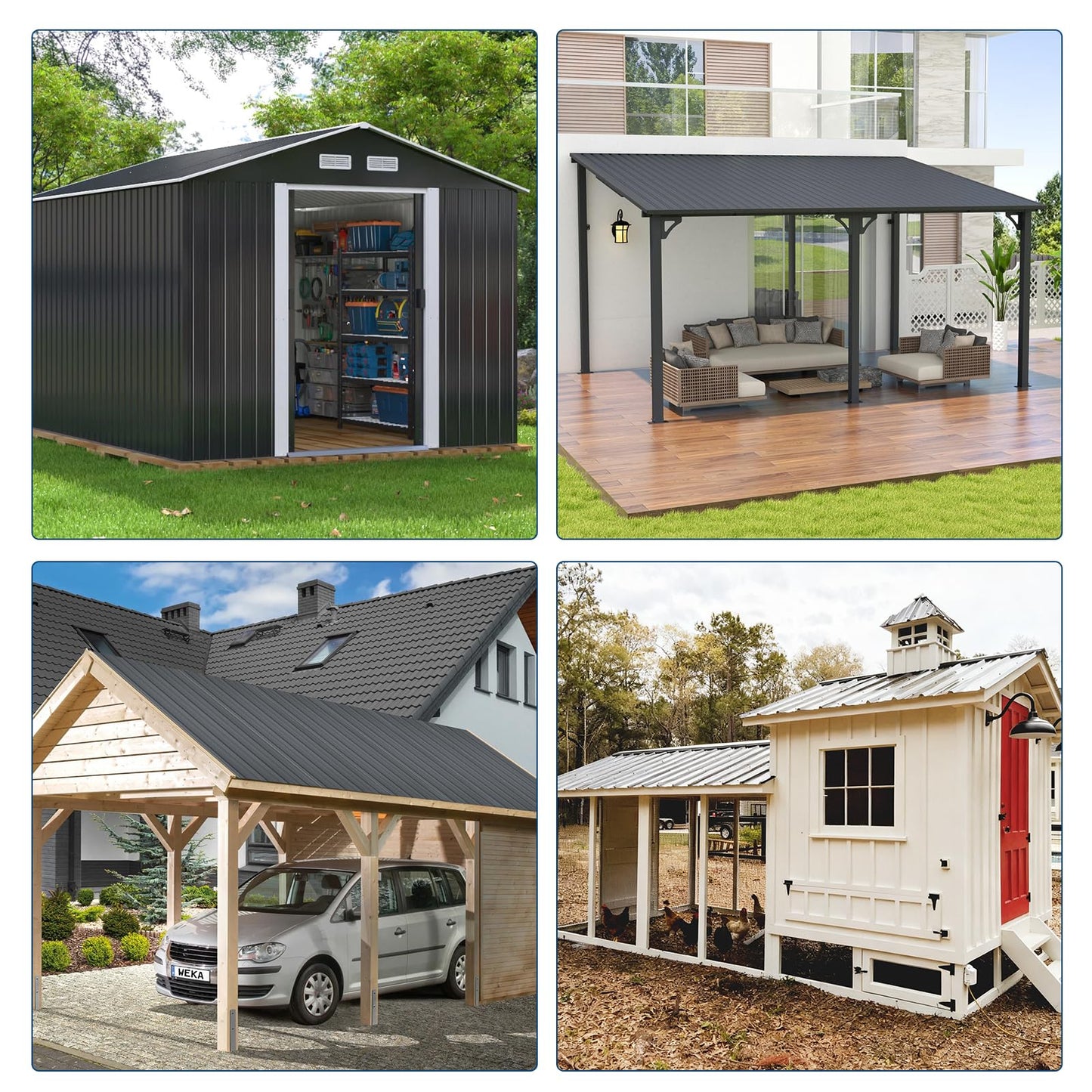 20pcs Metal Roofing Panels, 6ft Corrugated Metal Roof Panels with Screws, Heavy Duty Waterproof Galvanized Steel Roof Sheets for Outdoor Carport, Garage, Shed, Warehouse, Porch, Pergola, Patio