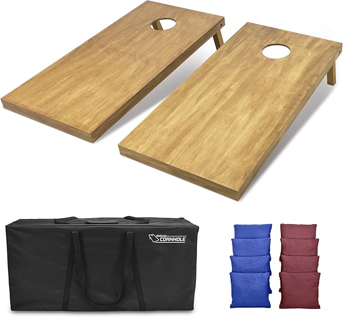 GoSports 4 ft x 2 ft Regulation Size Wooden Cornhole Boards Set - Includes Carrying Case - Full Regulation Size Bean Bag Toss Boards