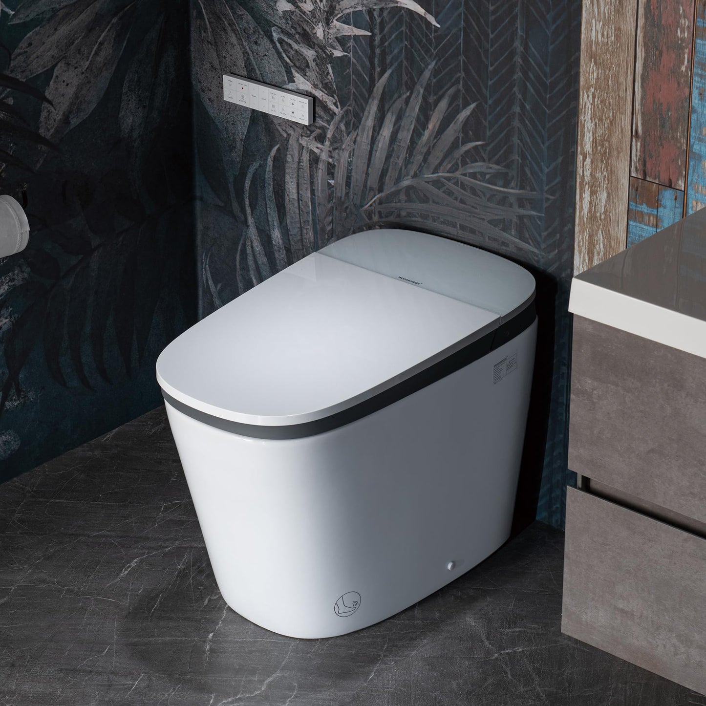 WOODBRIDGE Smart Toilet with Voice Control, 1000g MaP Flush Score, Foam Shield, Moving Dryer, Blackout Flush, ADA Comfort Height, Auto Open & Close, Heated Seat, B0931S