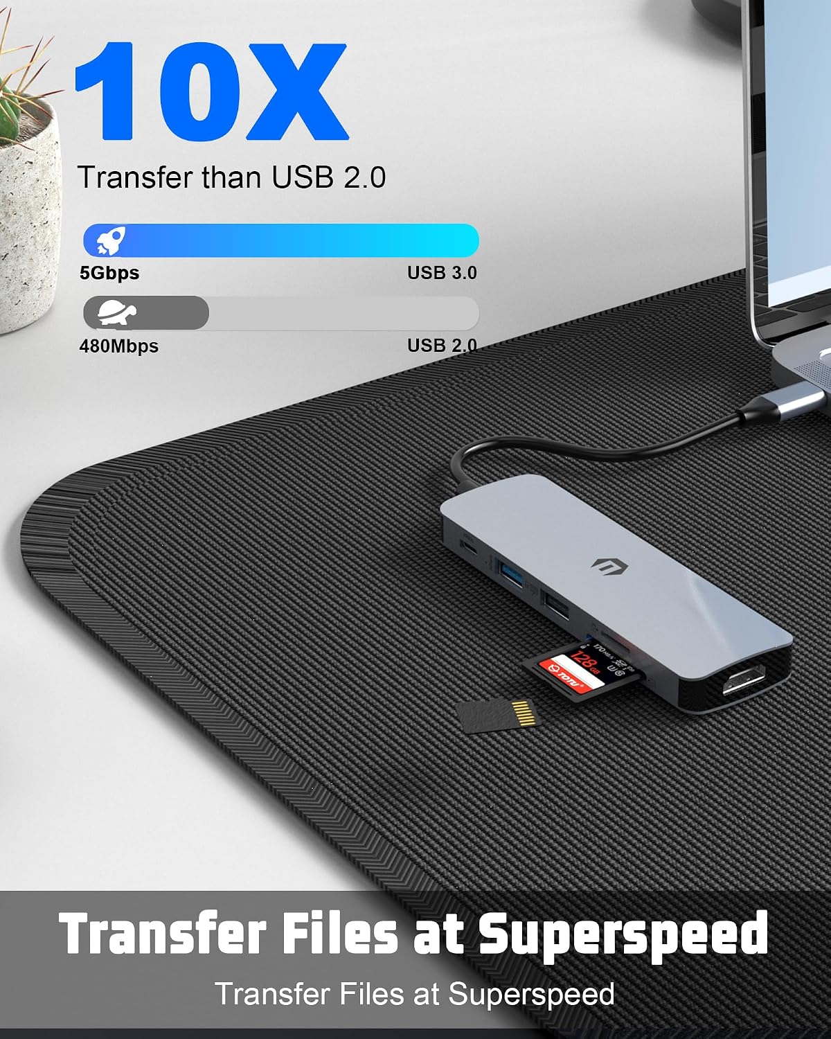 Tiergrade 6 1 4K 3.0 2.0 100W USB C Hub, in USB C Adapter, Display Docking Station with USB-A Port, USB-A Port, Power