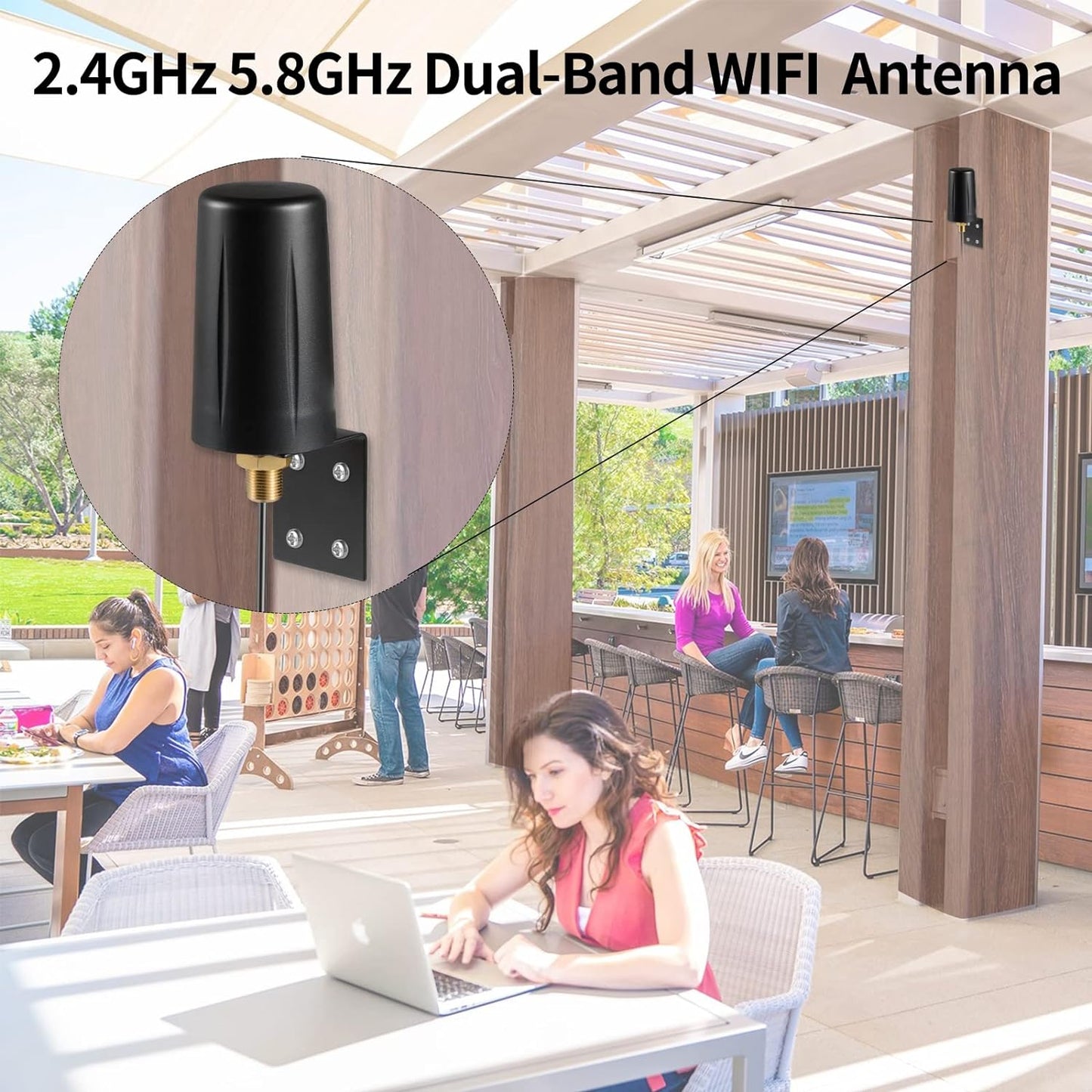 eifagur 7dBi 2.4GHz 5GHz 5.8GHz WiFi6 Outdoor Dual Band Long Range WiFi Booster Antenna for WiFi Router Hotspot Network
