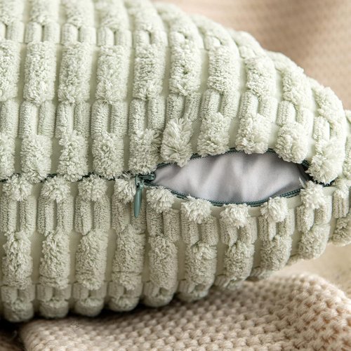 MIULEE Decorative Throw Pillow Covers - Pack of 2 Soft Boho Striped 20x20 Inch for Modern Farmhouse Decor | Light Green