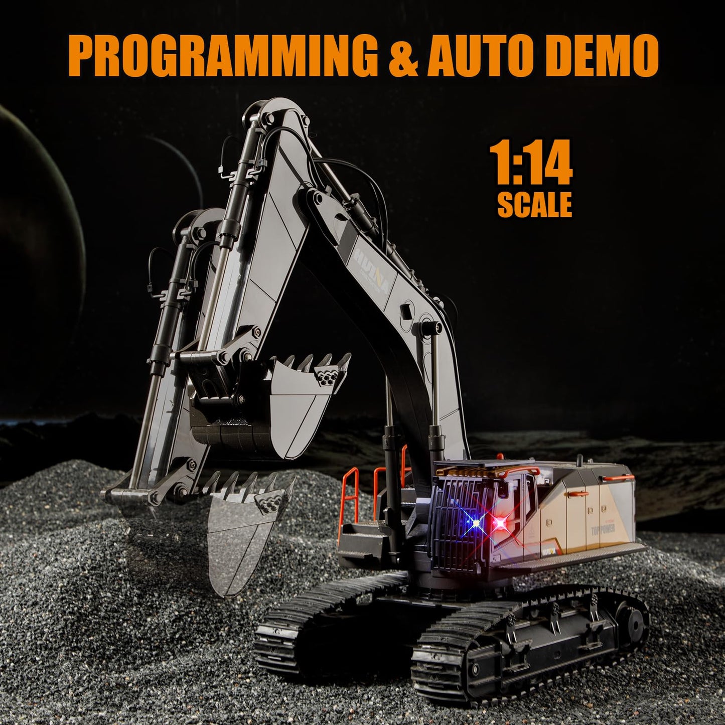 Ssccgym 20.4 Inch 22 Channels Remote Control Excavator Truck 1/14 Scale Metal Shovel Independent Arms RC Digging Machine Metal Alloy Construction Vehicles Toy for 14y+ Beginners