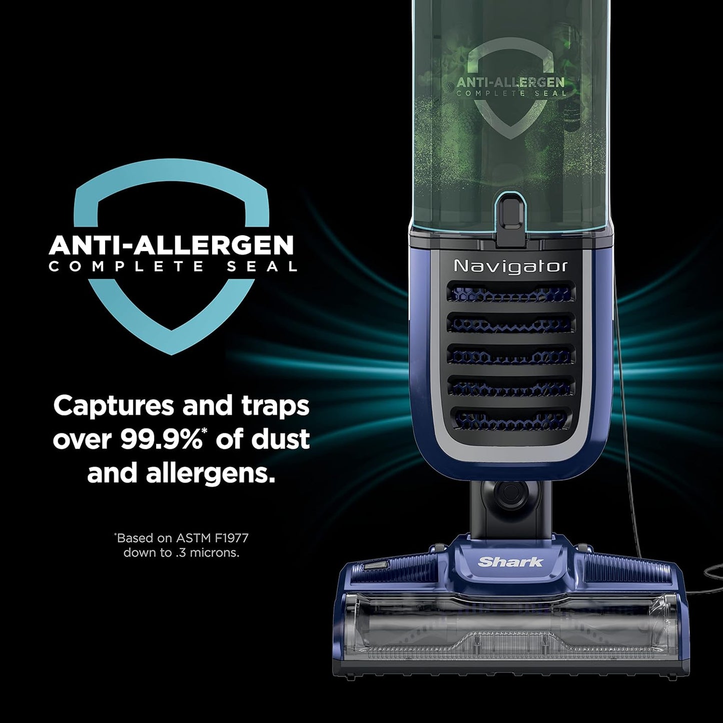 Shark NV151 Navigator Vacuum - HEPA Filtration, Swivel Steering & Pet Power Brush | Navy, Multi-Surface Cleaning