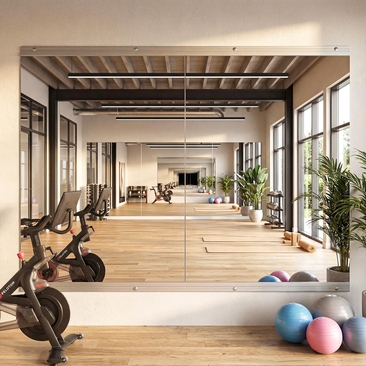 Antok Home Gym Mirror 55"x28" 2PCS, Large Full Length Wall Mounted Mirrors, Frameless Tempered Glass Full Body Mirror for Gym Yoga Dance Studio Garage Bedroom & Bathroom