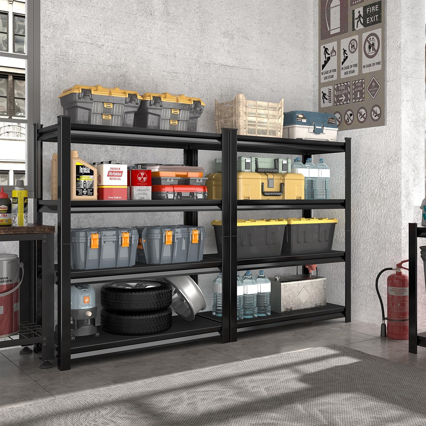 Rufokisa 40in Wide Garage Shelving Heavy Duty，2000lbs Large Loads Adjustable Garage Storage Shelves,All Metal Storage Racks and Utility Rack Shelves, 40”W x 16”D x 72”H (Black)