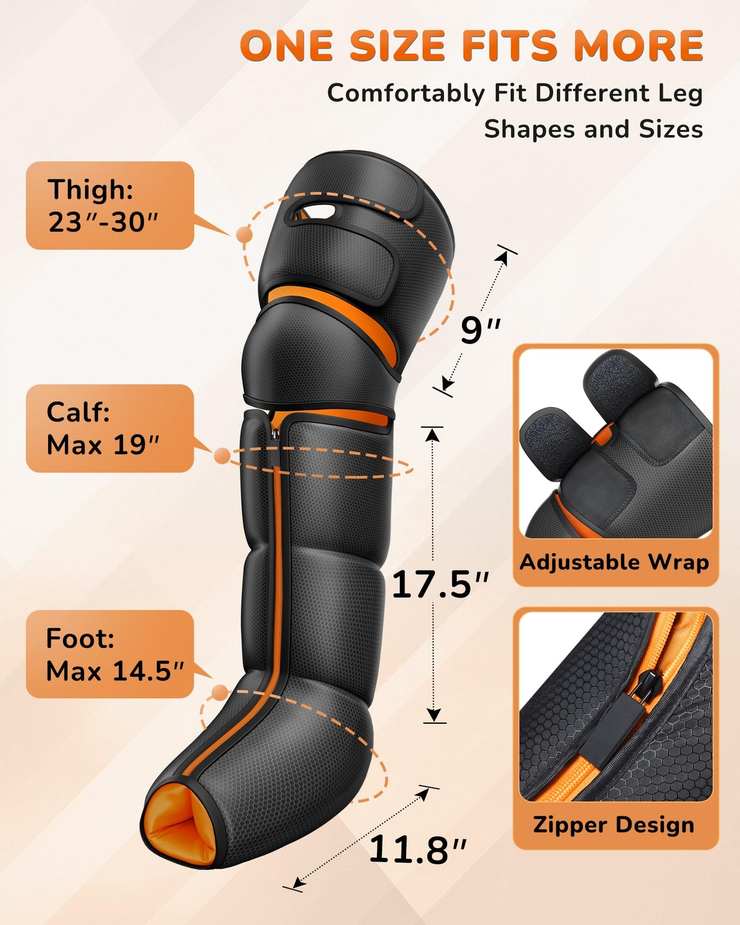 JZBRAIN Leg Massager with Heat and Compression : Foot and Calf Massager for Circulation and Pain Relief, Sequential Compression Boots with 6 Modes, 9 Intensity, 3 Heat - Gifts for Mom, Dad, Him, Her