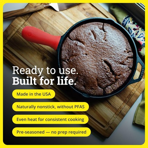 Lodge Seasoned Cast Iron Skillet - Versatile 12-Inch Frying Pan for Stove, Oven & Grill - Includes Silicone Hot Handle Holder