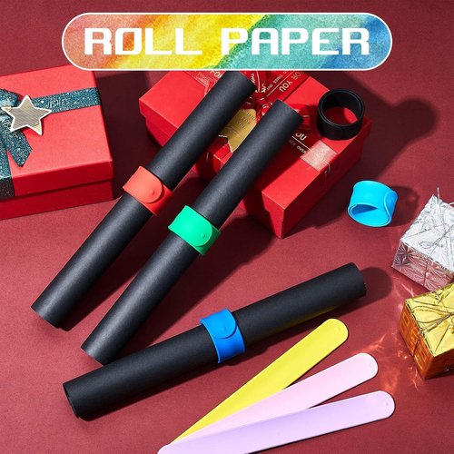 Leyndo Wrapping Paper Roll Holder Clips - 32 Pcs Silicone-Covered Metal Strips | 1 x 9 in for Gifts