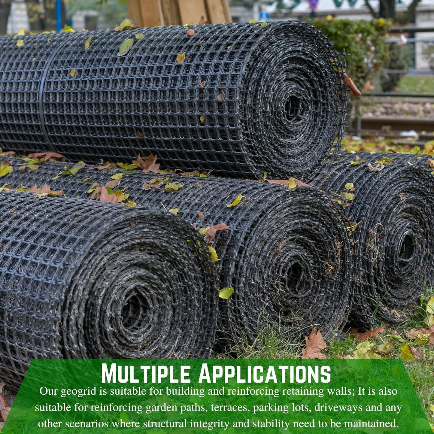 Farm Plastic Supply - Retaining Wall Geogrid - Driveway Stabilization Grids, Gravel Grid Walls Geocell Geogrid for Retaining Wall (4' x 50')